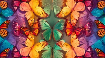 Beautifully Detailed Butterflies in a Rainbow of Colors and Shimmering Textures. Generative AI