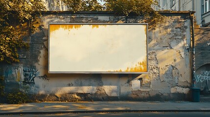 Aufkleber - Blank Billboard Mockup on Street Wall : Generative AI
