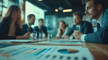 Poster - Professional project managers group negotiating in boardroom at meeting Boss discussing with creative team the concept of business strategy in their project Fun at work Copy space : Generative AI