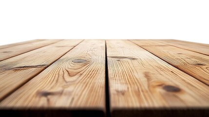 Aufkleber - Empty light wooden table isolated on white : Generative AI