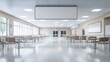© savittree - Spacious hospital cafeteria featuring a large blank billboard on the wall, ready for advertisement.