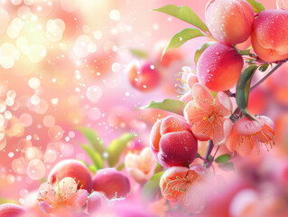 Wall Mural - peach fruits background