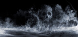 Fototapeta Morze - Skull Fog In Dark Halloween Background - Real Mist On Black Floor