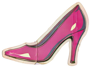 Canvas Print - PNG Vibrant pink high heel illustration