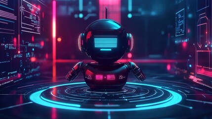 Poster - A digital ad promoting an insurance chatbot service with futuristic graphics.