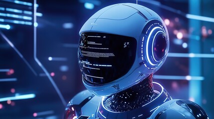 Poster - A digital ad promoting an insurance chatbot service with futuristic graphics.