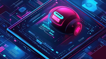 Poster - A digital ad promoting an insurance chatbot service with futuristic graphics.