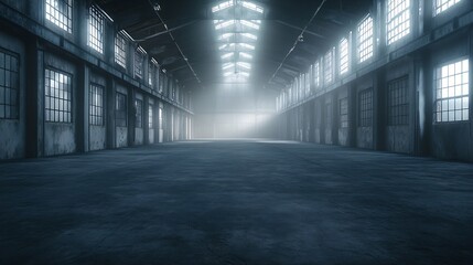 Poster - Interior industrial corridor in abandoned factory construction and architecture : Generative AI
