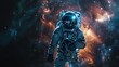 © TranNgoc - An astronaut floating alone in the vastness of deep space, surrounded by endless blackness, the distant stars barely visible, capturing the profound sense of solitude and isolation,