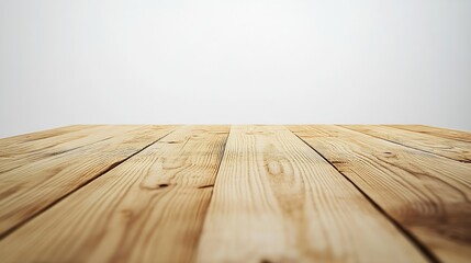 Aufkleber - Empty light wooden table isolated on white : Generative AI