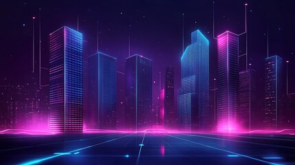 Wall Mural - Cyberpunk Cityscape with Neon Lights