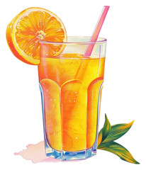 Poster - PNG Refreshing citrus beverage illustration