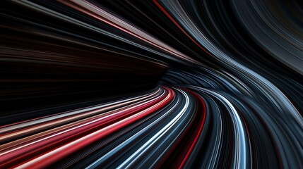 Canvas Print - Abstract Swirling Light Trails in a Dark Tunnel