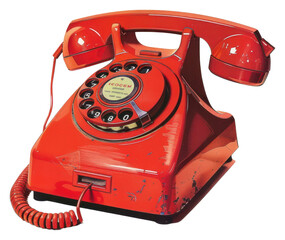 Sticker - PNG Vintage red rotary dial telephone