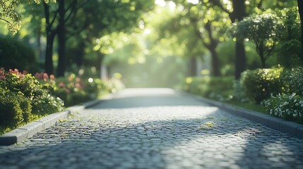 Poster - Empty street at the  garden : Generative AI
