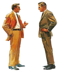 Canvas Print - PNG Vintage business conversation illustration