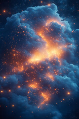 Poster - Floating smart grid symbols in a light pastel blue cloud,
