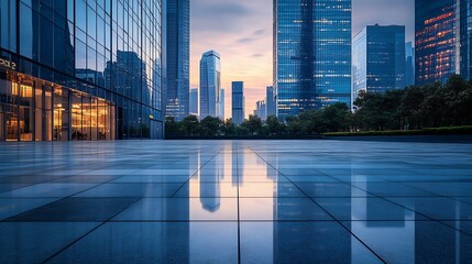 Wall Mural - City square floor and modern commercial building in Shanghai : Generative AI