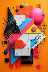 Poster - Fragmented mind maps forming geometric patterns on a pastel orange background,