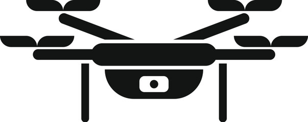 Poster - black glyph icon for a drone with camera taking aerial photography