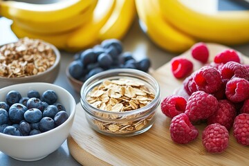 Wall Mural - Healthy breakfast ingredients photo social media image 