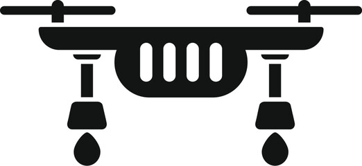 Poster - Black solid icon for a drone spraying pesticides or fertilizers, for agriculture themes