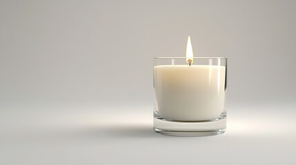 Poster - Clear Candle on a White Background, Showcasing Its Elegant and Minimalistic Design with a Focus on Transparency and Simplicity. 