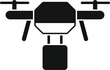 Poster - Simple icon of a drone carrying a package, representing modern delivery services