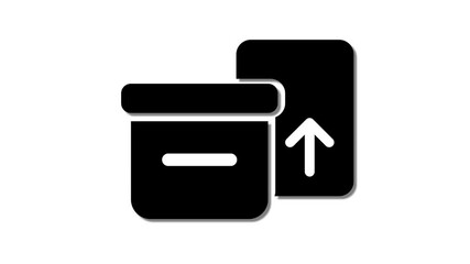 Poster - Package box with up arrows icons for enhancing digital shipping, storage, and cargo management tools .