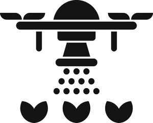 Poster - Agricultural drone spraying crops icon in glyph style, suitable for any purpose related to agriculture technology
