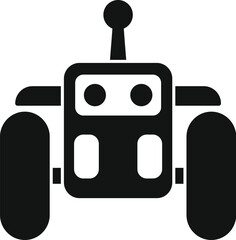 Poster - this simple icon of a smart farm tractor represents the future of agriculture with autonomous vehicl