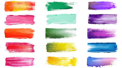 Canvas Print - PNG colorful brush stroke design element set, transparent background