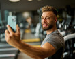 © Lumos sp - gym sport fitness exercise health healthy training phone selfie photo portrait self posing camera technology smartphone mobile break cellphone running