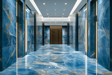 Poster - Modern interior with blue marble walls