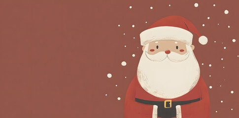 Sticker - Santa Claus holiday greeting card. Winter Holiday Illustration in minimal flat style with copy space for text