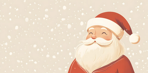 Sticker - Santa Claus holiday greeting card. Winter Holiday Illustration in minimal flat style with copy space for text