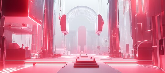Poster - A futuristic city with interconnected smart systems and digital interfaces