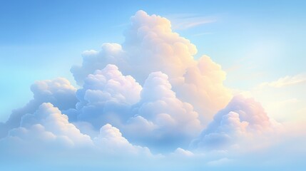 Wall Mural - the sky is filled with fluffy white clouds, creating a serene