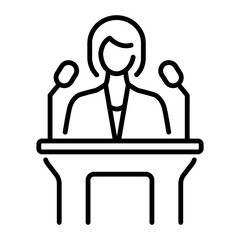 Poster - A character giving speech, linear style icon 