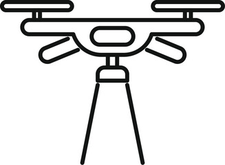 Poster - Minimalist line icon of a drone hovering with its camera, representing aerial photography and videography
