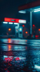 Poster - blurred gas station background 