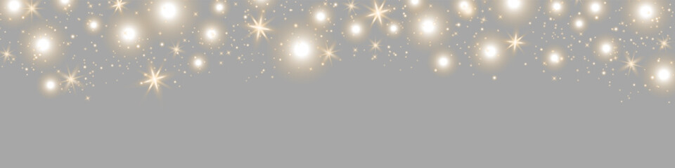 Poster - Shiny vector dust glitter on transparent background falling down. Glow particles falling from top to bottom. Magic star effect. Sparkling glitter decoration for your design. Vector illustration EPS10