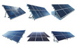 Array of solar panels in different angles isolated on transparent background