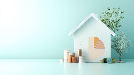 Fototapete - a simplified pie chart showing the percentage breakdown of a household budget, with categories like 