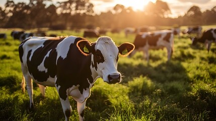 Poster - a photograph showcasing a smart cattle ranch equipped with advanced iot powered feeding systems and 