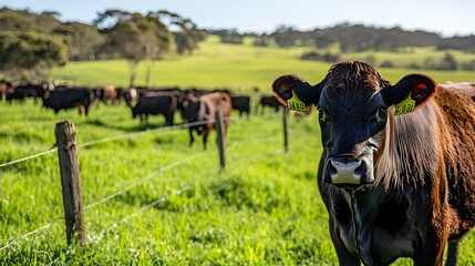 Poster - a modern and efficient cattle ranch featuring iot powered feeding systems that leverage technology a