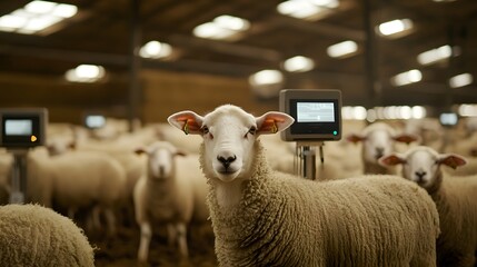 Poster - a photograph showcasing the of iot technology in sheep farming