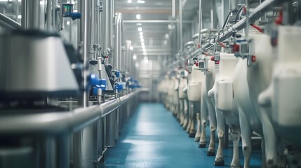 Poster - photograph showcasing an iot integrated dairy farm with advanced automated milking systems advanced 