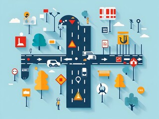 Poster - Comprehensive Traffic Control Flowchart with Visually Engaging Design Elements