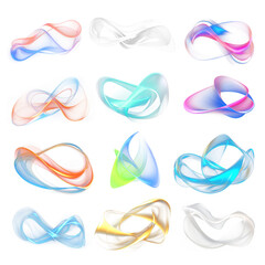 Sticker - PNG glowing swirl element set, transparent background